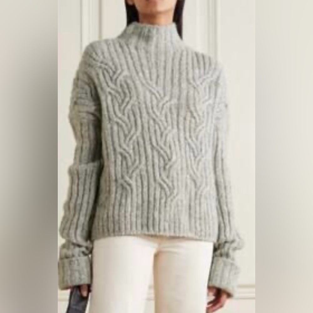 Vince L116201 Womens Grey Mirrored Cable Turtleneck Sweater Size XL